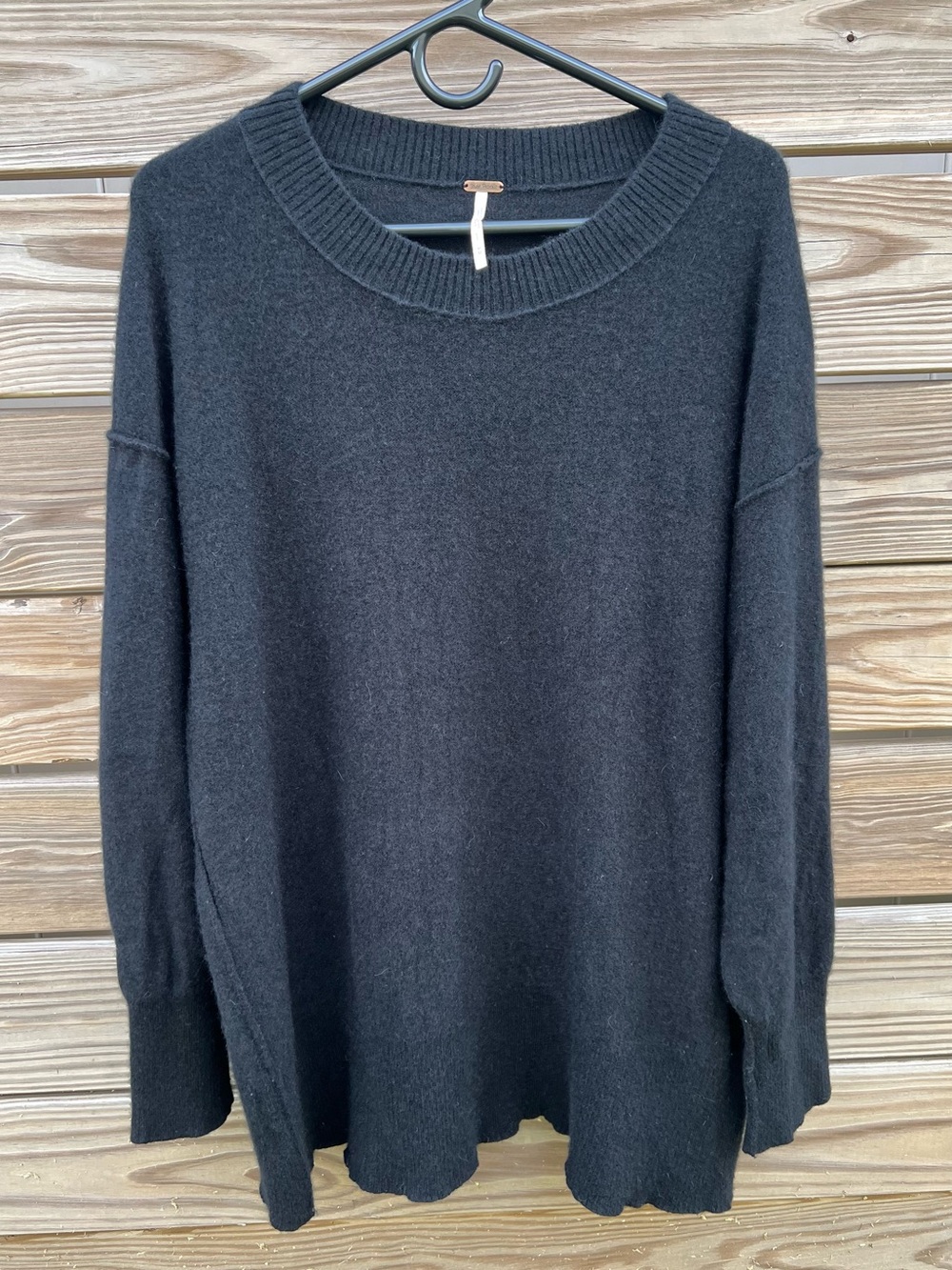 Free People Cashmere Black Oversized Sweater Crewneck Dropped Shoulder Women’s S